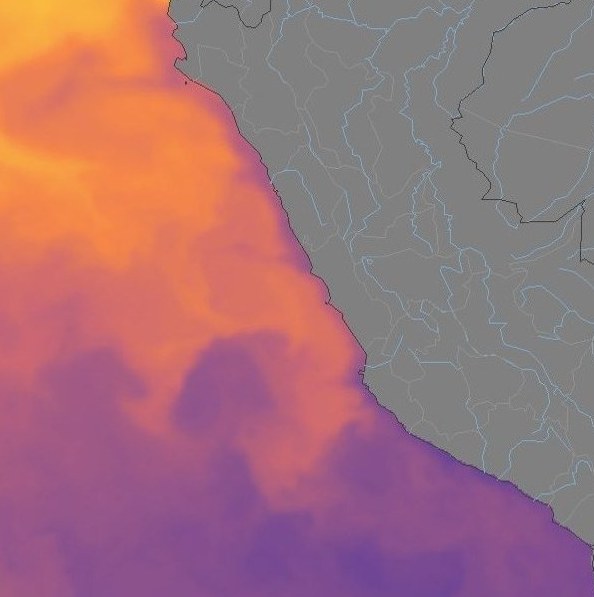 Temperatura superficial del mar frente al Perú (NOAA)